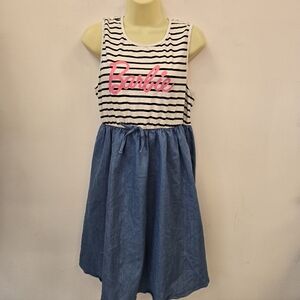 PatPat Striped Top Denim Dress - Black, White, and Blue